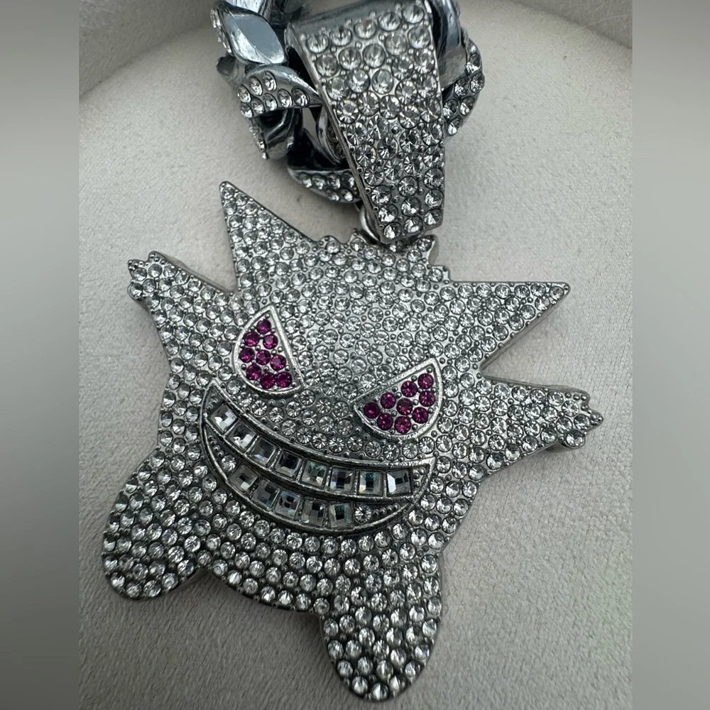 Pokemon Iced Out‎ Gengar Pendant Necklace with Diamond Cuban Chain HIGH QUALITY